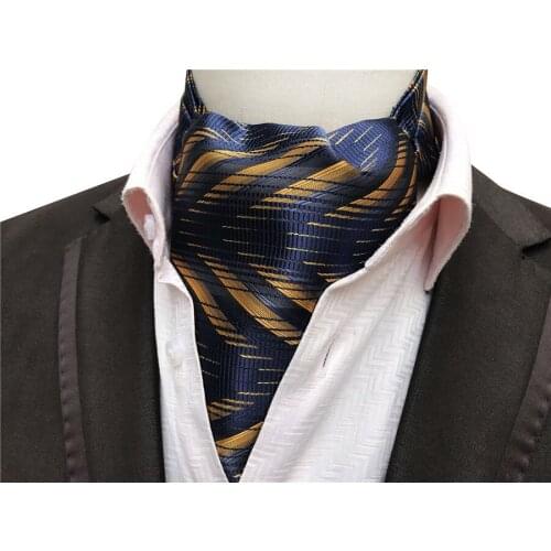 Unique Striped Pattern Mens Neck Ascot Gentlemen Cravat Ties