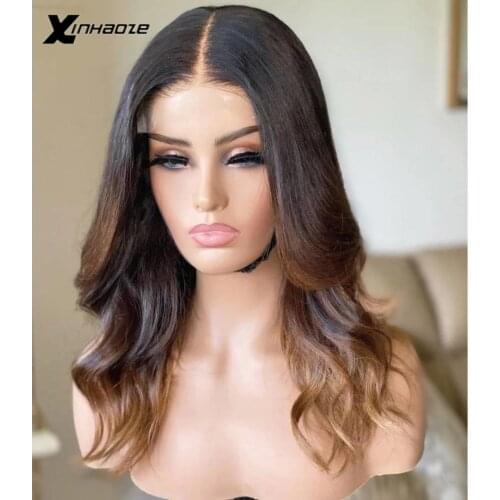 Xinhaoze Body Wave T Lace Front Wig Human Hair Blond Honey Ombre 1B 30 Color Human Wig Pre Plucked 13X4 V Part Lace Wig