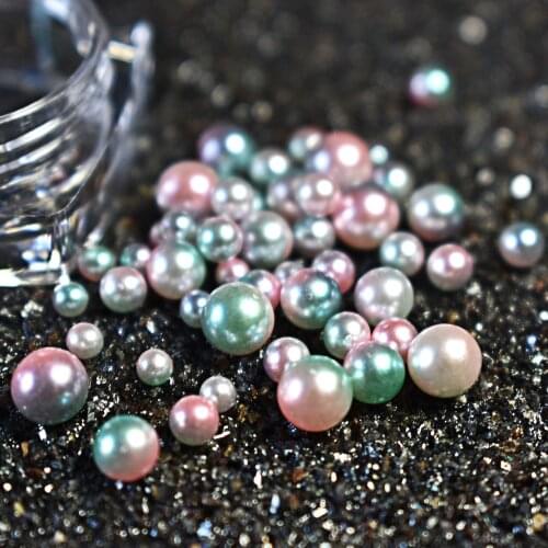 Mix Size Pearl Magic Design Mermaid Gradient Pink Green Symphony Charms Beads 3D Nail Art Tips Decoration Jewelry Manicure