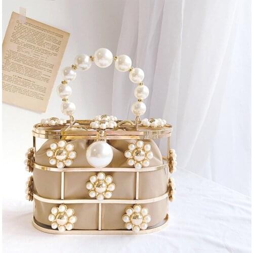 French Niche Bag Ins Fashion Pearl Bucket Bag Star Same Chain Summer Ladys Messenger Bag