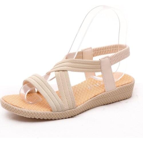 Womens Sandals Bling Crystal Summer Womens Shoes Beach Flat Sandals Large Size Flip Lapel Womens Soft Slippers Women 41