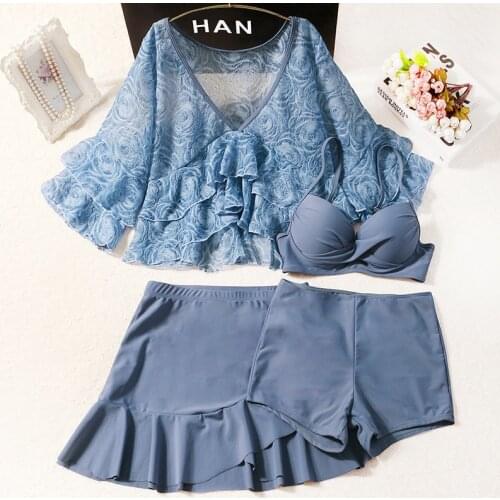 2021 Women Solid Push Up Four-Piece Bikini Set Padded Bathing Suit High Waist Swimwear Sexy Biquini Swimsuit Swimming Beach Wear