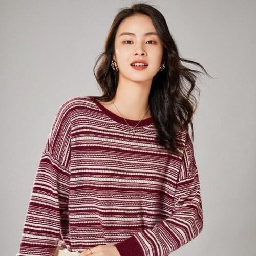 Women Print Fashion Sweaters Oneck 100% Pure Wool Knitted Pullovers Winter New Long Sleeve Soft Jumpers Female