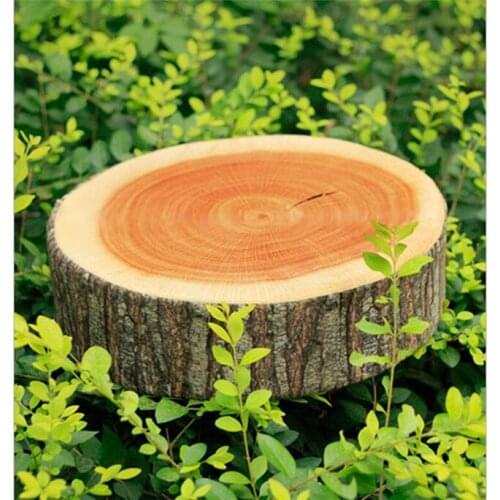 1Pc New Stump Shaped Decorative Pillows Cute Round Woods Grain Soft Plush Chair Seat Cushion Pillow Home Car Decor IC673462