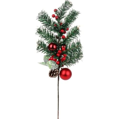 1pc Christmas Red Berry Stems Artificial Pine Picks for Home Christmas Tree Decorations Holiday Party Festival Room Ornaments