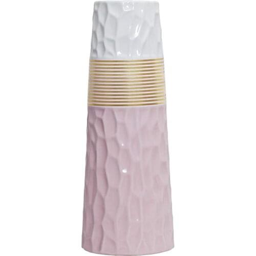 11Inch Pink White Gold Finish Ceramic Flower Vase Home Decor Vase and Table Centerpieces Vase Perfect Gifts for Friends