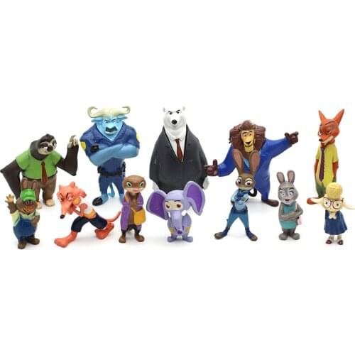 12pcs/set Disney Pixar Zootopia Zootropolis Toy model PVC Action Figure Judy Hopps Nick doll Cosplay Child Birthday Gift