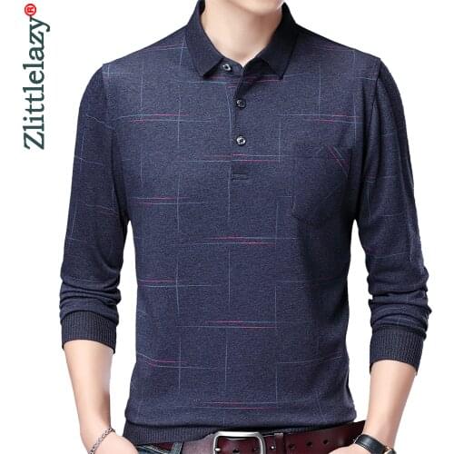2020 long sleeve polo tee shirt men casual pocket striped mens clothing polos shirts mens fashion slim fit poloshirt tops 81301