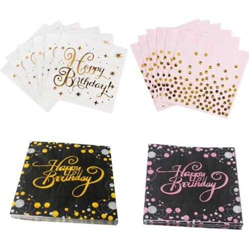 33x33cm Happy Birthday Decoupage Paper Napkins Birthday Party Decoration Adult Tissue Napkin Dinner Lunch Dessert Table