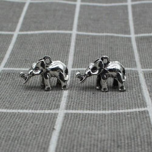 5pcs 6*15*21mm Ancient Silver Color Three-dimensional Elephant Charms Pendant For Jewelry Making DIY Metal Crafts X1827