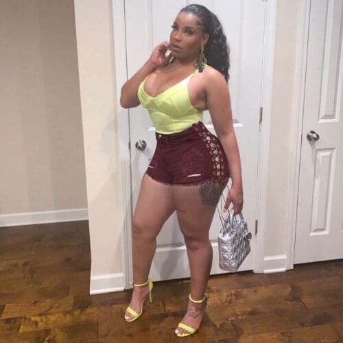 White Ripped Jeans Shorts Summer Women Sexy Side Hollow Out Bandage High Waist Tassel Denim Shorts Woman Mini Booty Short Pants