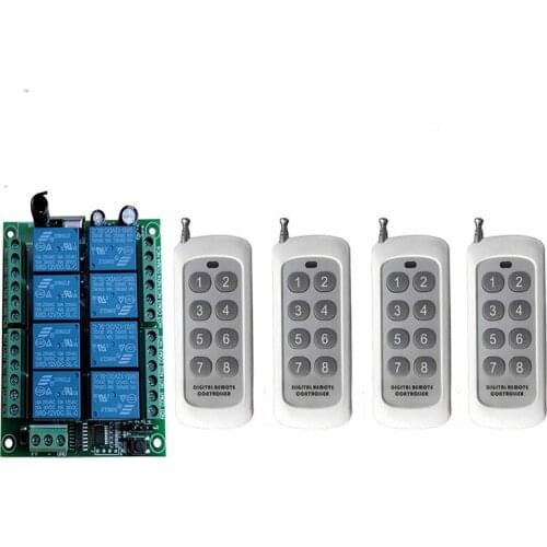 DC 12V 24V 8CH Channels Wireless Smart Home Remote Control Switch receiver Relay Module Controller 315/433 MHz RF Remote Control