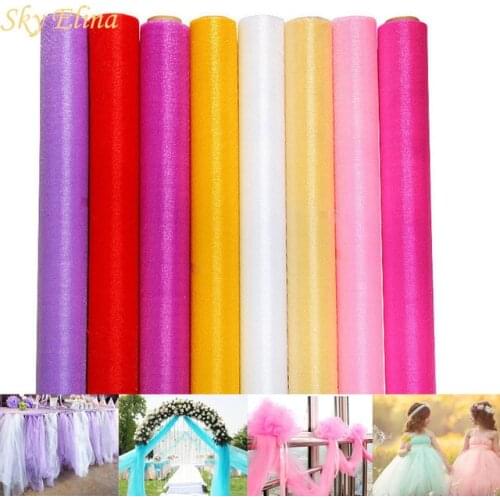 Cheap!5m/10m Sheer Crystal Organza Tulle Roll Fabric for Draping Wedding Ceremony Party Decoration Home tulle curtains