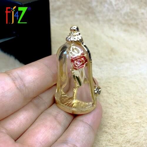 F.J4Z New Designer Brooches Pins Fashion Vintage Enamel Rose Protected in Glass Women Pins Jewelry Accessories Female Gifts
