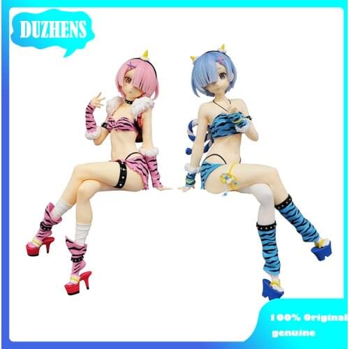 Original Japanes Anime Re:Zero kara Hajimeru Isekai Seikatsu REM RAM Sitting posture PVC Action Figure Anime Figure Model Toys