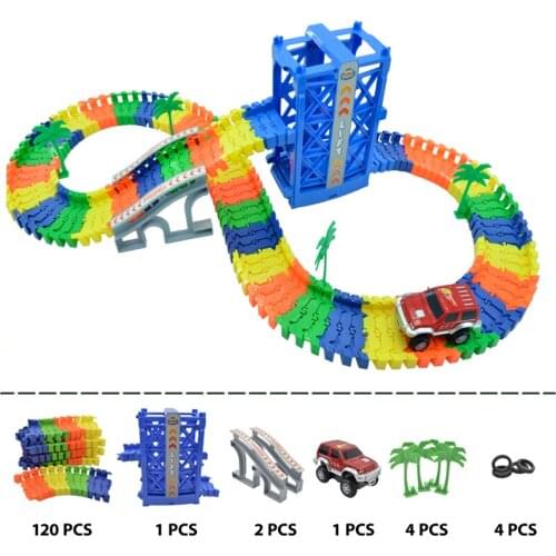 120pcs racing track, DIY do-it-yourself racing track, flexible racing track, electronic flash, car toys for children