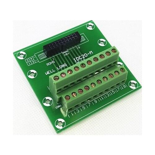 IDC20 2x10 Pins 2.54mm Female Header Breakout Board, Terminal Block, Connector