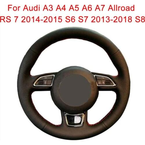 Customized DIY Car Steering Wheel Cover For Audi A3 A4 A5 A6 A7 Allroad RS 7 2014-2015 S6 S7 2013-2018 S8 Steering Wheel Wrap