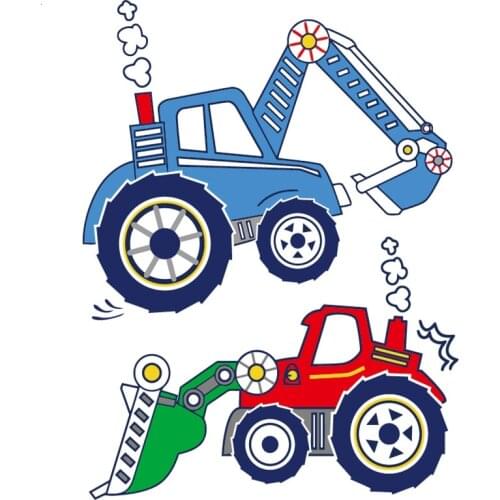 Cartoon Go Kart Car Patches Iron On Transfer For Clothing Patch Tractor Heat Thermal Transfer For Clothes Sticker DIY Accessory