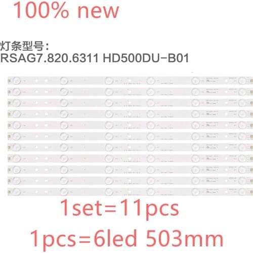 New Kit 11 PCS 6LED(6V) 503mm LED backlight strip for Hisense HD500DU-B01 RSAG7.820.6311/ROH LED50EC620CA