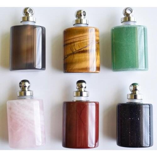 Wholesale 6pcs/lot fashion natural stone mixed color Perfume bottle Necklace pendants for Jewelry accessories Making free