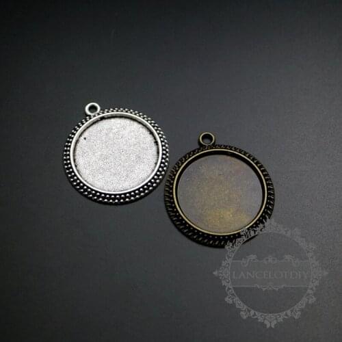 25mm vintage style antiqued silver,bronze round pendant base tray settings for cabochon DIY jewelry supplies 1411193