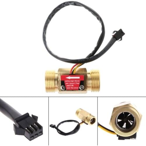Water Flow Sensor G3/4" Hall Flowmeter Switch DN20 1-30L/min Liquid Flow Meter