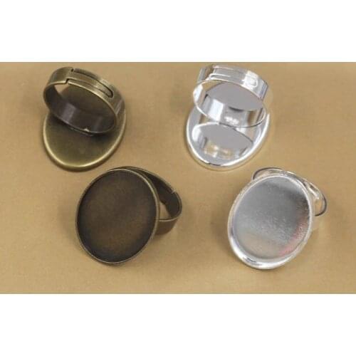 Multi-color Plated Rings Bases DIY Findings Blanks with 18*25mm 30*40mm Oval Bezel Resin Cabochons Settings Adjustable Rings