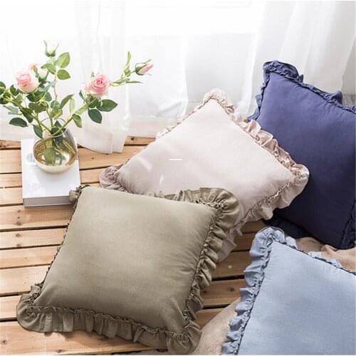 Lotus Leaf Solid Color Blue Cushion Cover Cotton Soft Pillow Case 45x45cm Home Decorative Pillows For Sofa Bedroom Throw Pillows
