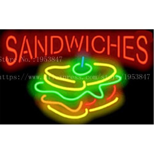 Sandwiches Deli Neon sign Real Glass Tube Bulbs Light Bar Beer Club Decoration Signboard drink Deli Shop Store 19"x15"