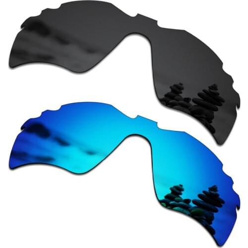 SmartVLT 2 Pieces Polarized Sunglasses Replacement Lenses for Oakley Radar Path Vented Stealth Black and Ice Blue