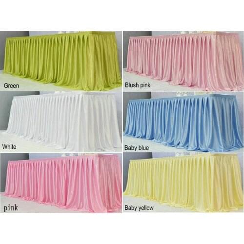 Table Skirt Ice Silk Cloth for Rectangle Round Table Tutu for Newborn Baby Shower Birthday Wedding Party Cake Dessert Decor