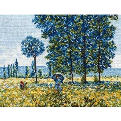 Needlework Cross stitch Handmade 14CT Counted Canvas DIY,Cross-stitch kits,Embroidery Sunshine under the poplar tree 49-39