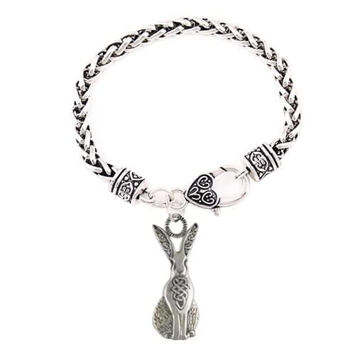 Hot Sale Antique Silve Wicca Hare Charm Pendant Religious Animal Amulet Bracelet Viking Jewelry