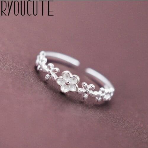 Punk Retro Silver Color Flower Rings for Women Jewelry Bohemian Adjustable Antique Finger Rings Anillos joyas de plata