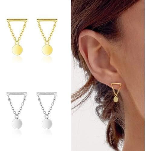 Prevent Allergies 925 Silver Womens Simple Chain Pendant Gold/Silver Stud Earrings Fashion Jewelry Wholesale Birthday Gifts