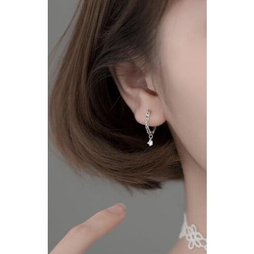 925 Sterling Silver Hoops Charm Earring For Women Girls Party Jewelry Pendientes Accessories Water Drop Crystals Zircon Brincos