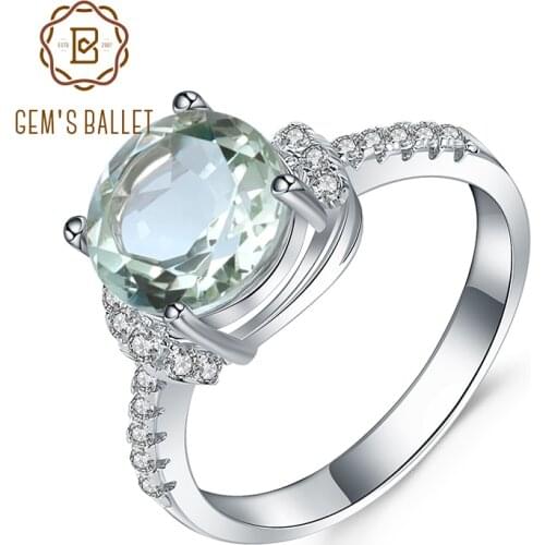 Gems Ballet 2.73Ct Natural Green Amethyst Gemstone Ring Wedding Brand 925 Sterling Silver Finger Rings For Women Valentine Gift