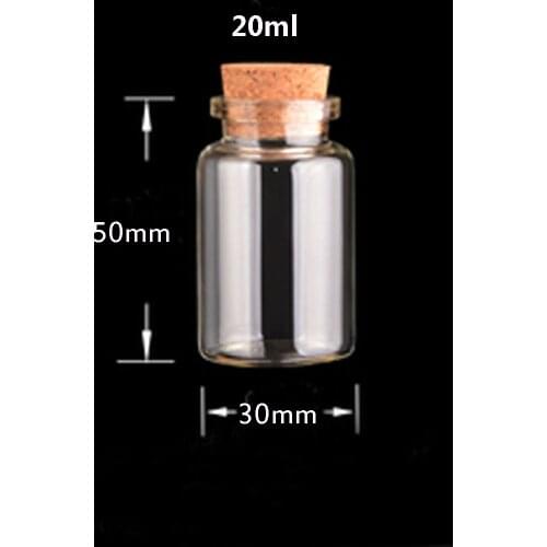 10pcs 20ml Glass Bottles With Cork Cap Good Quality Transparent Empty Jars Christmas Gifts Refillable Bottles 30mm Dia