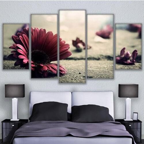 5 Panel Beautiful Flower For Living Room Modern Printing Picture Wall Art Home Decoration High Quality Canvas