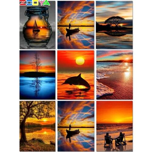 5D Diamond Landscape Painting Diy Diamond Painting Embroidery Full Diamond Beach Sunset Diamond Mosaic Home Decoration Sp201