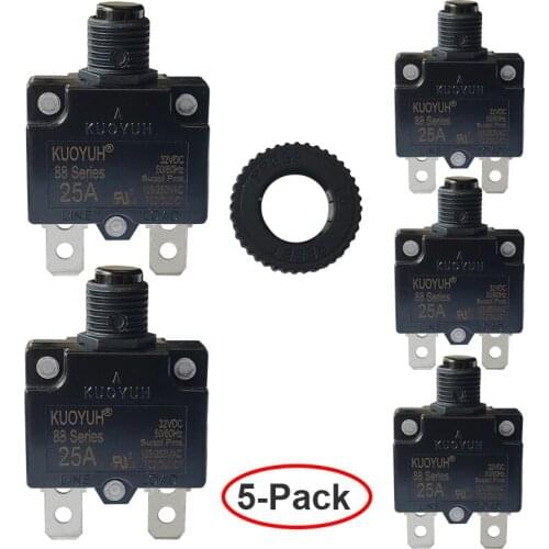 5 sets Kuoyuh 88 series 25A plastic nut resettable thermal motor protection circuit breaker
