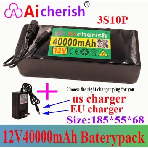 Battery Pack 12V 40Ah 3S10P High Power Li-ion Batterij 12.6V 40000Mah Voor Lnverter Xenon Lamp Zonne-Straat Licht 18650