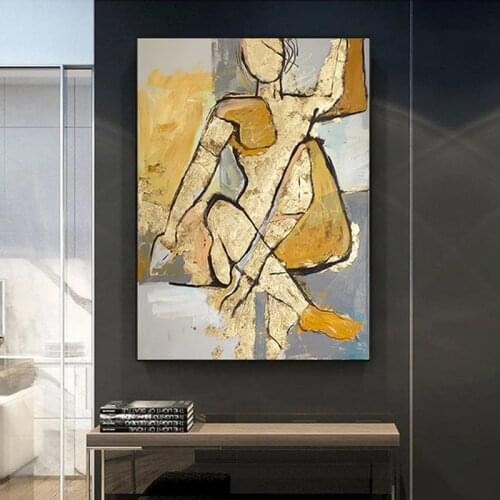 Bond Girl Handmade Painting Modern Abstract Decorative Painting Entrance Painting American Style Villa Model Room Customizable
