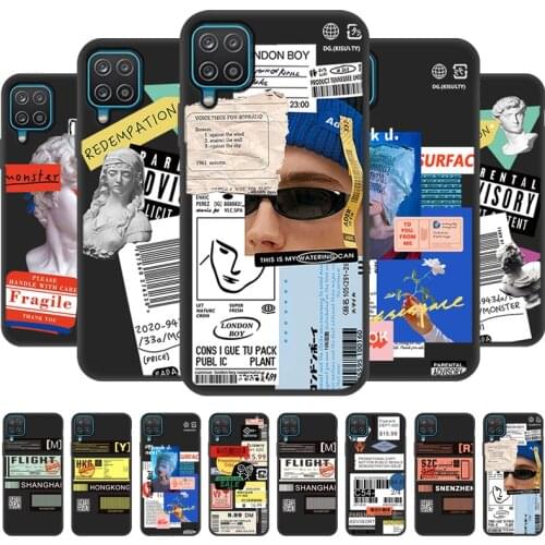 Funny Stickers Label Case For Samsung A12 Case for Samsung A 12 A21S A20S A20 A20e A02 A22 A03S A10S A10e A2 Core A01 TPU Cover