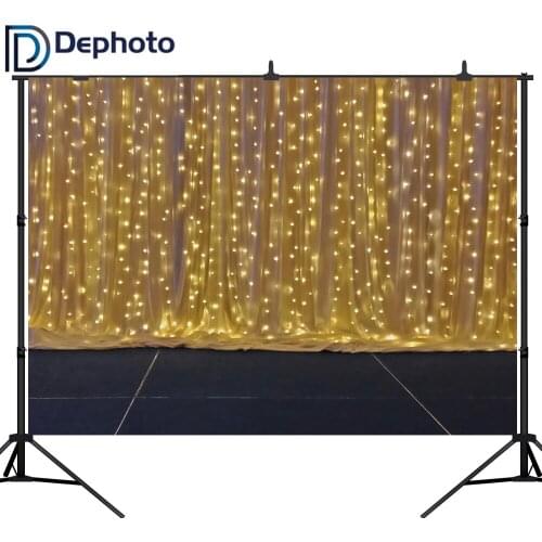DePhoto Shiny Stage Photography Backdrop a string of festive lights wedding template background for photo studio Custom