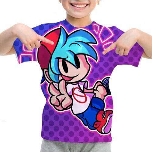 Kids Friday Night Funkin 3D T-Shirt Boys Cartoon Game Fnf T Shirt Summer Funny Short Sleeve Children Cute Tee Tops Anime Clothes