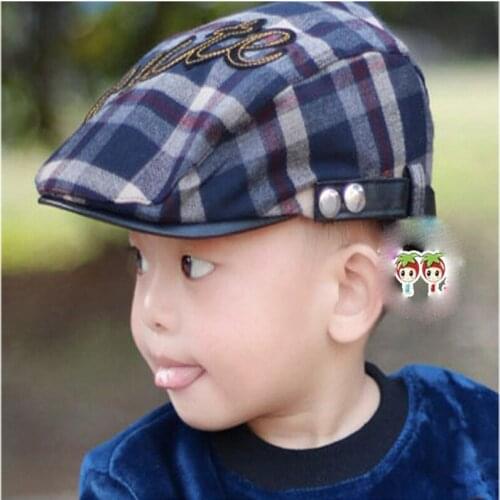 British Checkered Childrens Caps European And American Retro British College Style 1-3 Years Old Beret Hat New Style Hot Sale