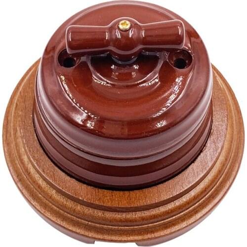 Home Improvement European Ceramic Rotary Switch Smooth Insulating Wall Light Knob Switch Black White Brown 10A 250V