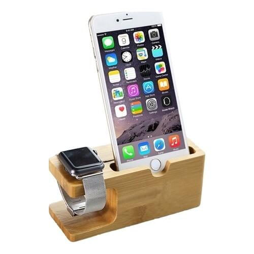 Schulzz Apple Watch Iphone Bamboo Wood Table Top Stand Dock